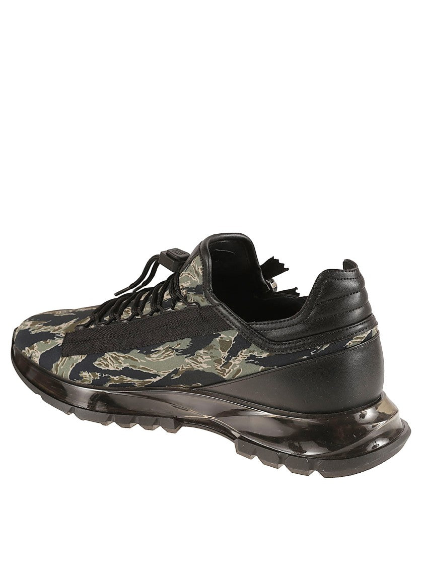 Camouflage Pattern Sneakers With Glossy Finish