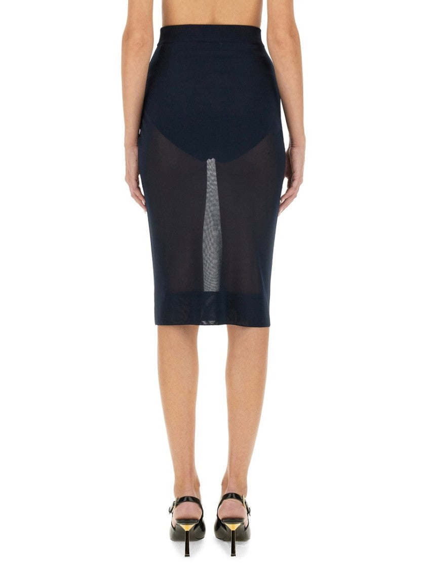 Knit Pencil Skirt With High Waist