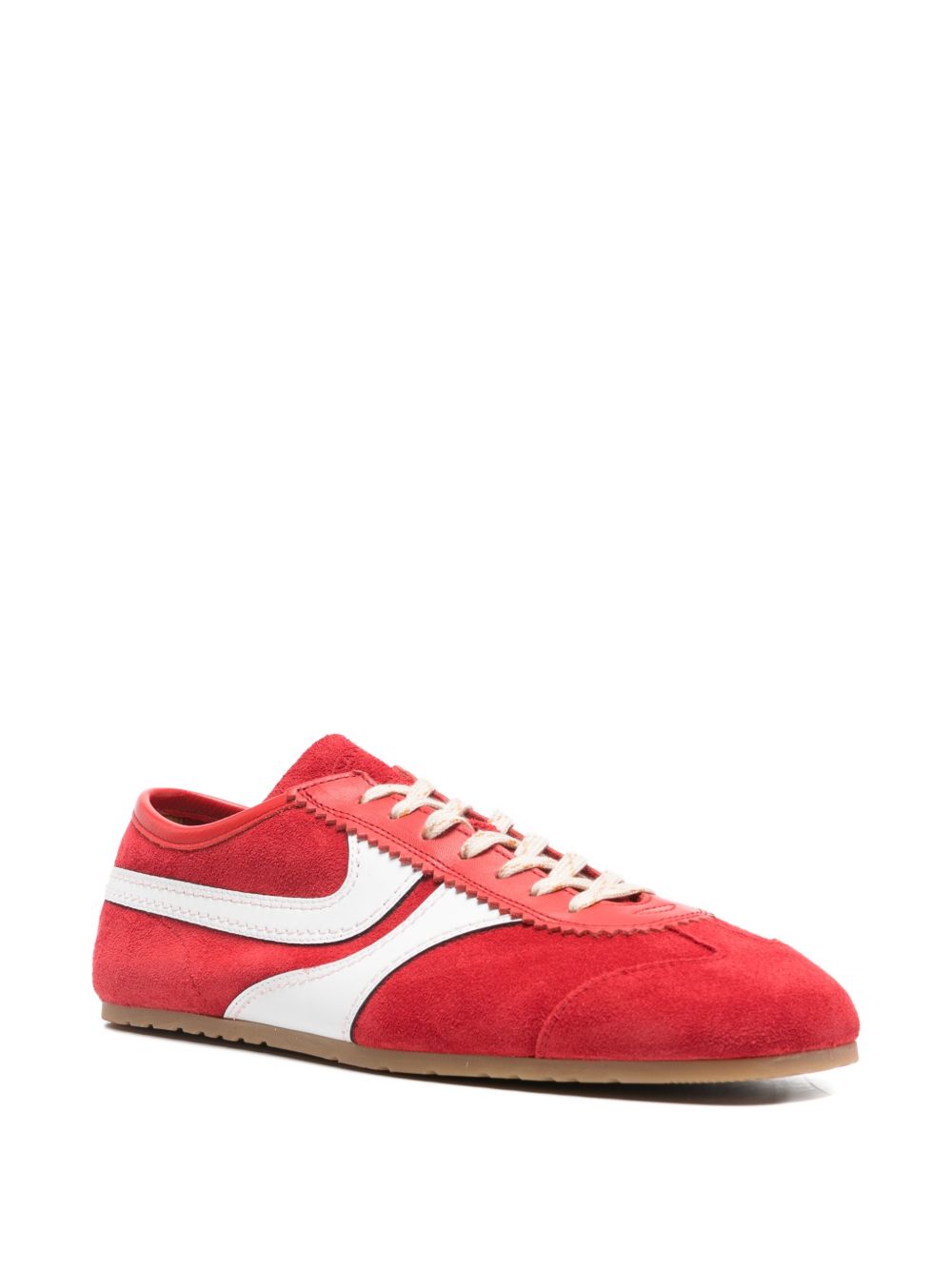 Low Profile Red Suede Sneakers