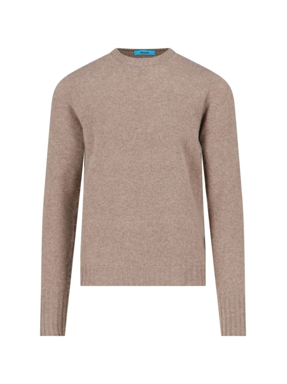 Crewneck Sweater In Beige Wool Ribbed Trim