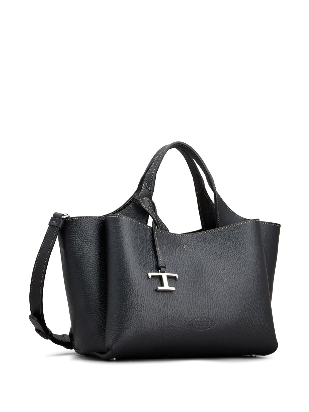 Grained Leather Tote Bag With Debossed Logo