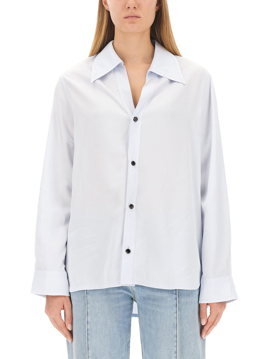 Twill Shirt with Classic Collar and Button-Down Front
