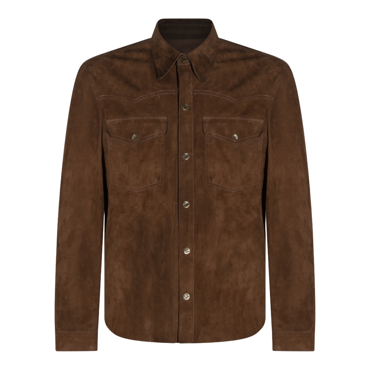 Brown Suede Jacket With Classic Collar