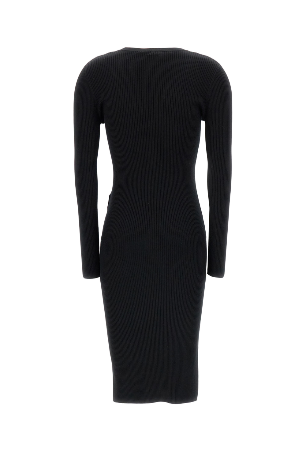 Ribbed Midi Dress with Gold Button Detail