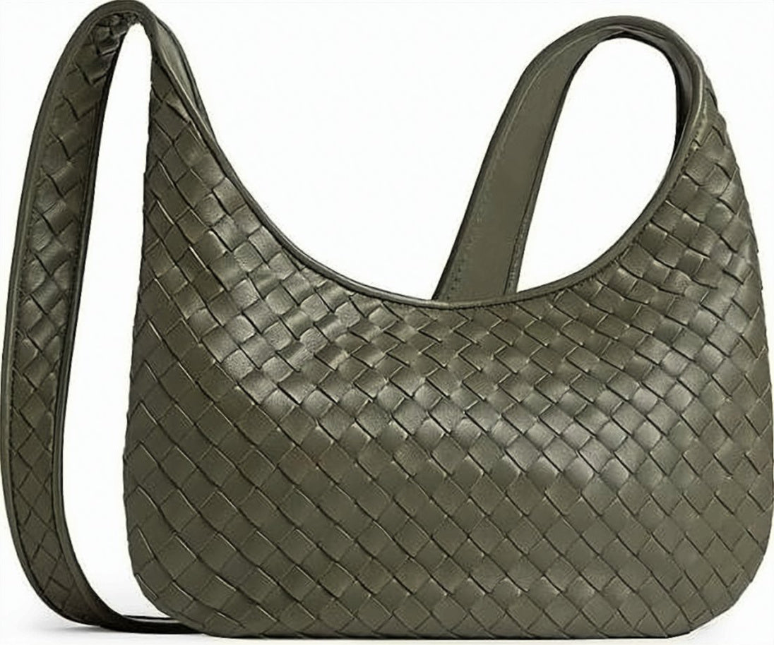 Woven Napa Leather Shoulder Bag with Rounded Silhouette