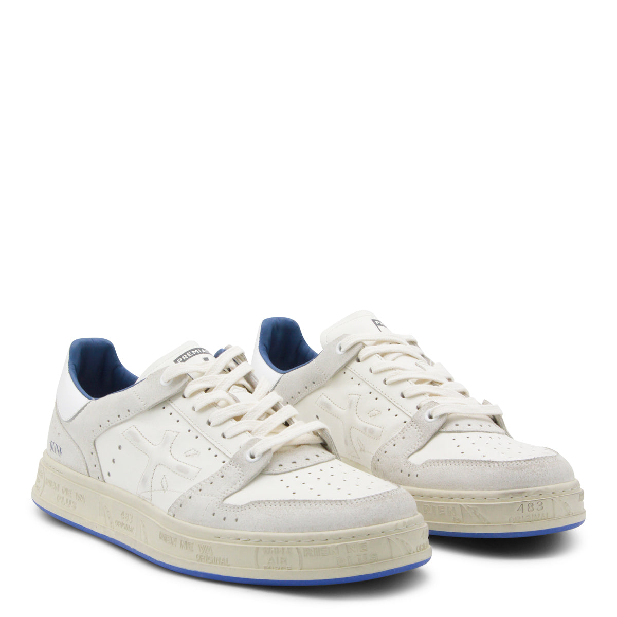 Low-Top White Sneakers with Suede Overlays