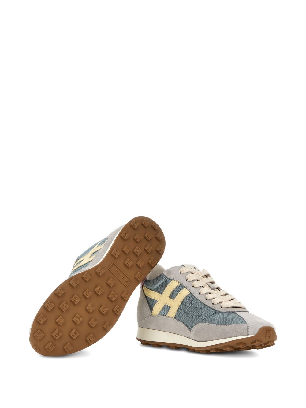 Muted Blue Silk and Nylon Blend Low-Top Sneakers