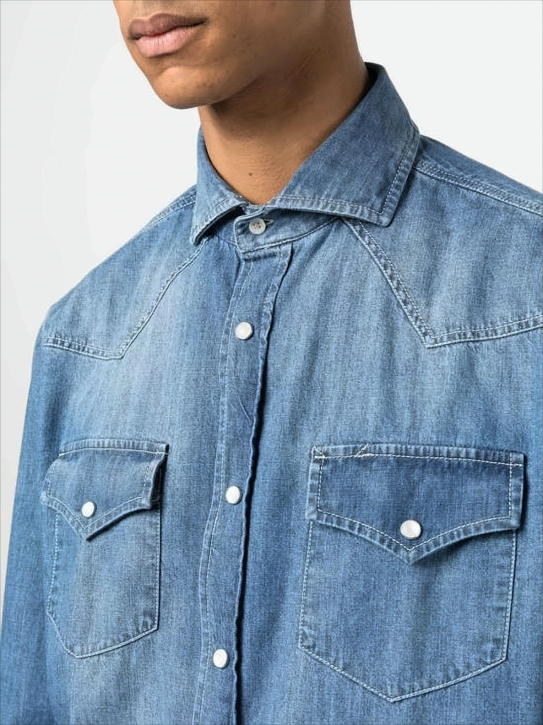 Medium Blue Denim Long-Sleeve Shirt