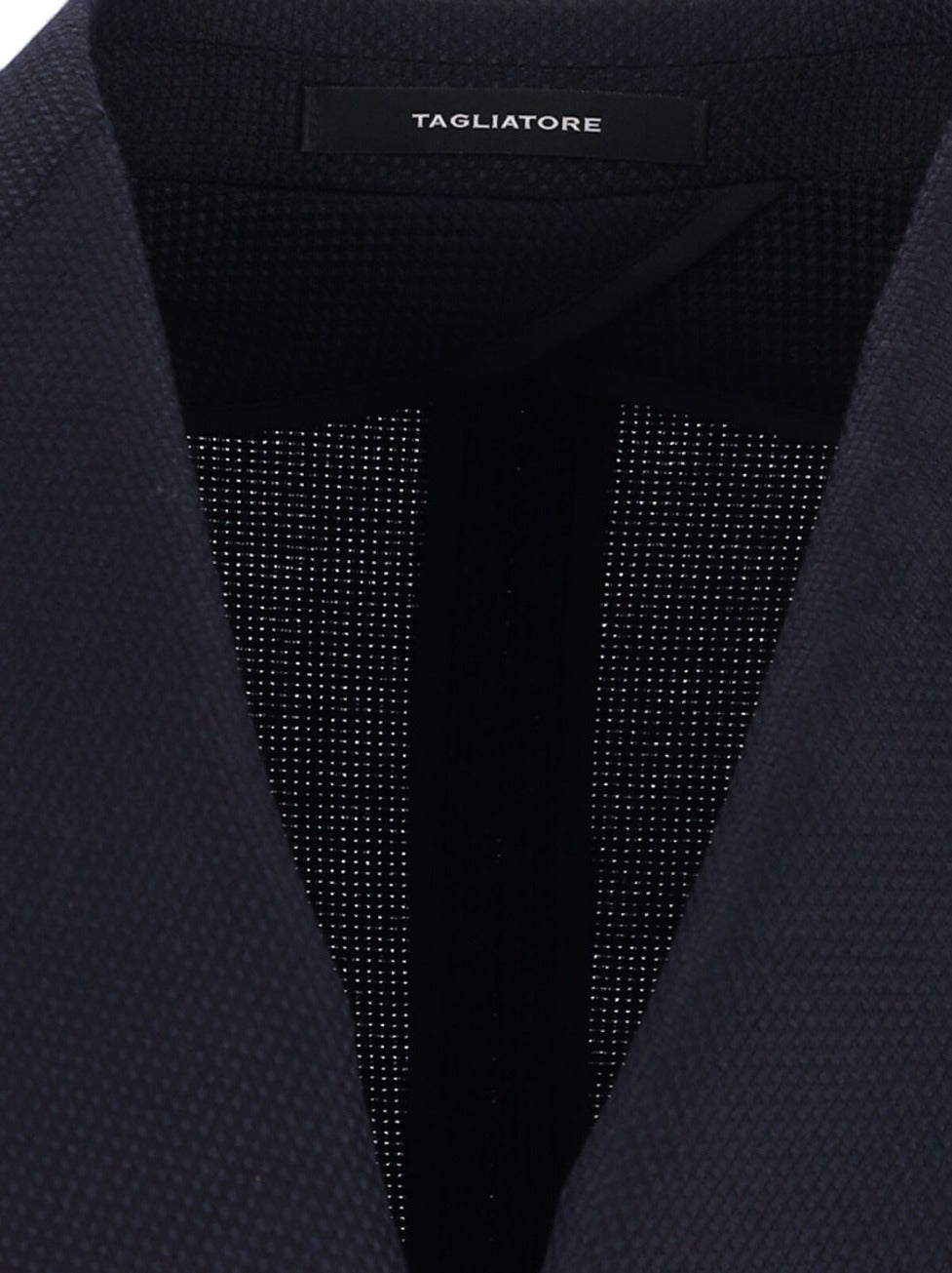 Double-Breasted Navy Wool Blazer With Notch Lapel