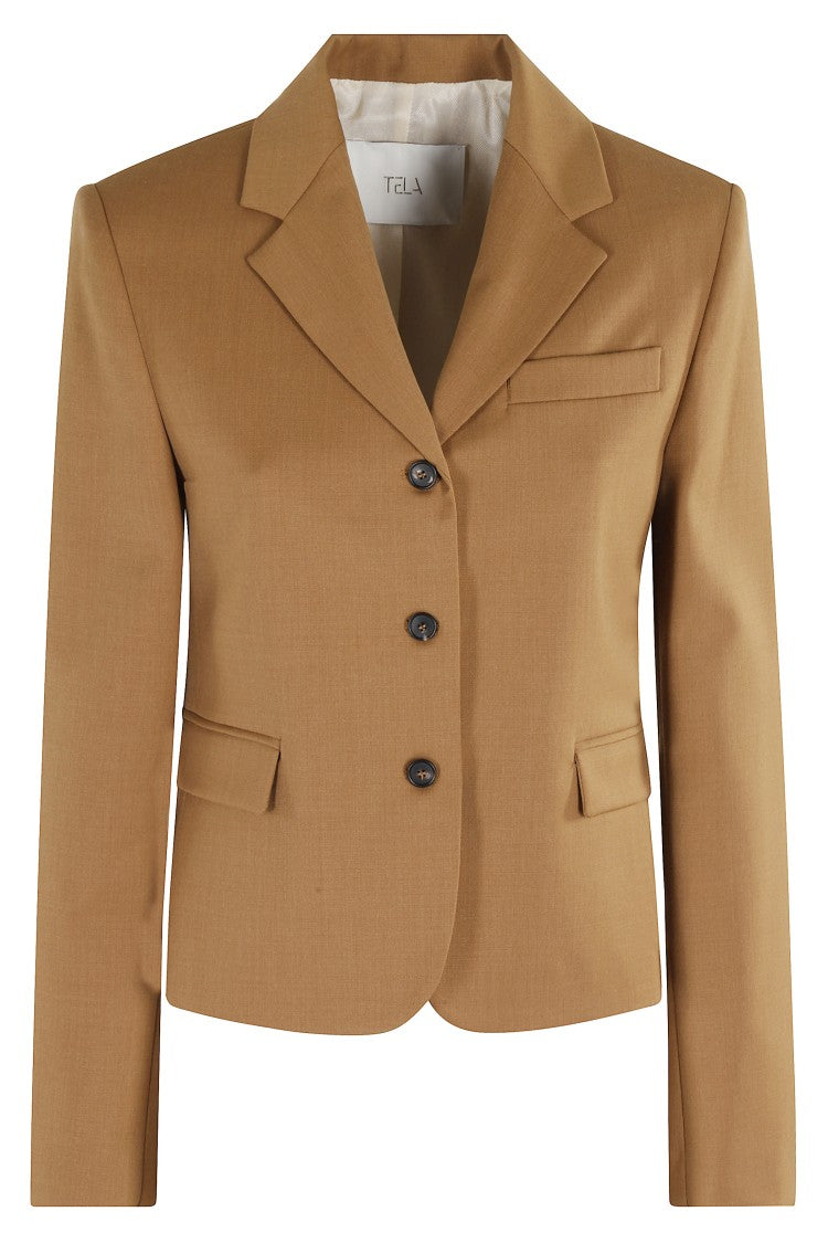 Caramel Canvas Jacket With Classic Lapel