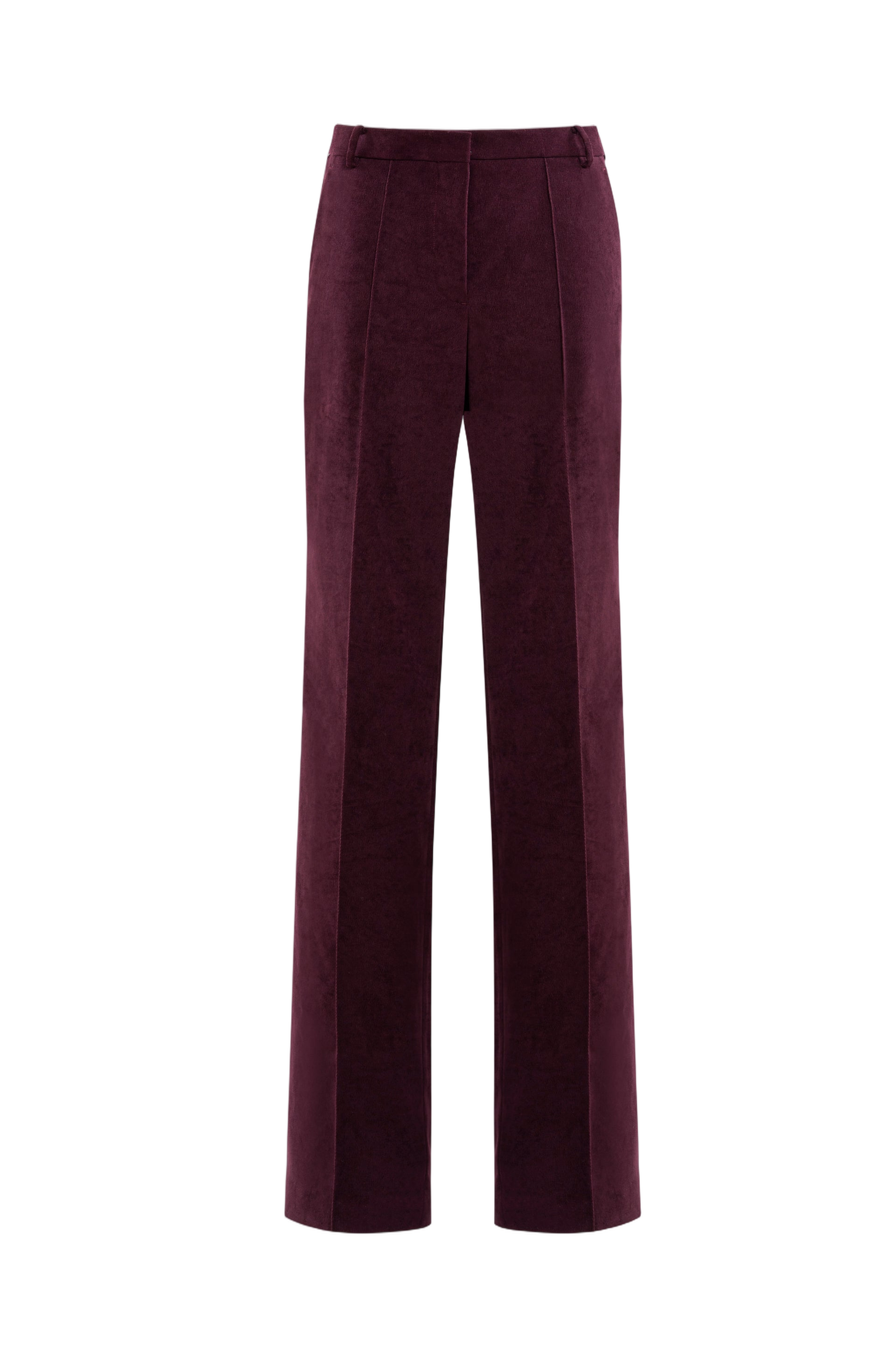 Tailored Straight-Cut Pants In Rich Plum