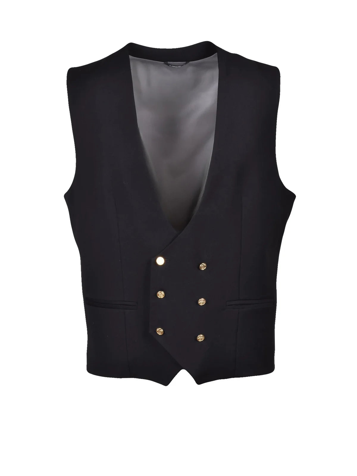 Tailored Double-Breasted Vest with Deep V-Neckline