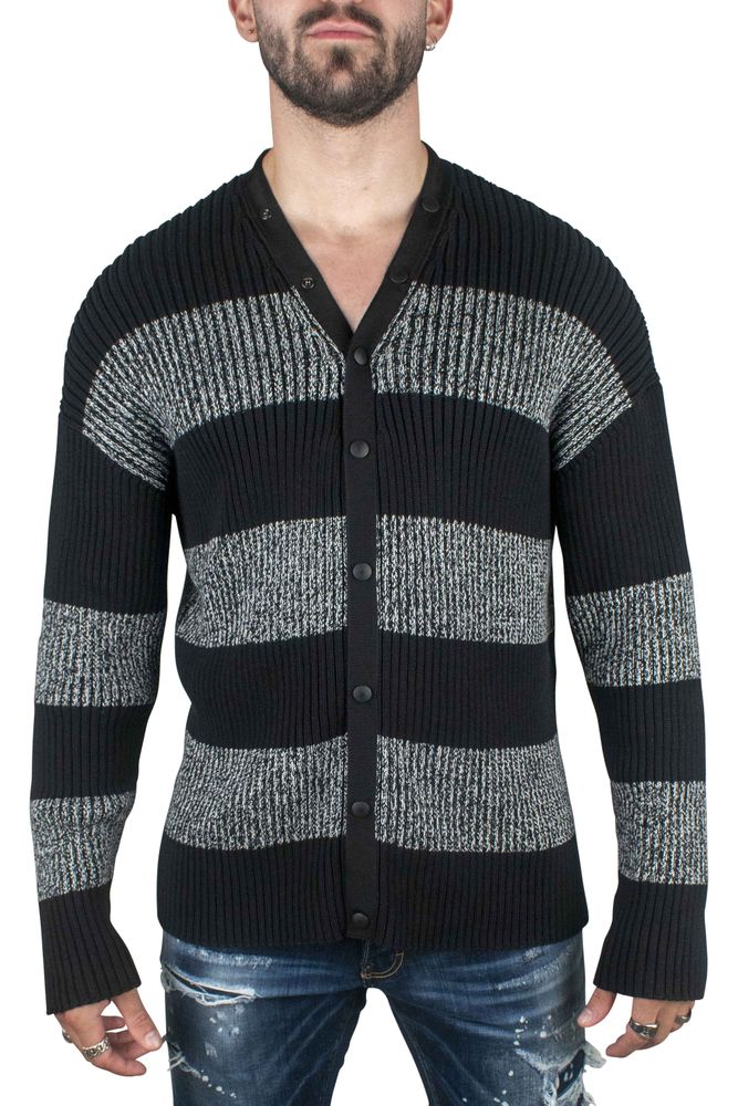 Ribbed Black And Grey Cardigan