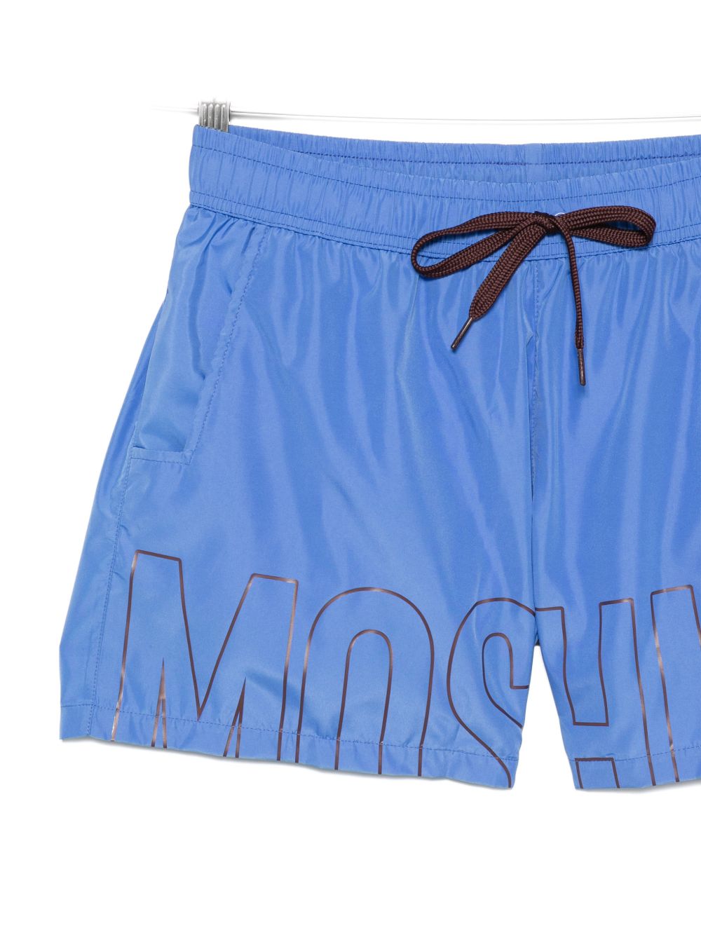 Blue Logo Print Elasticated Swim Shorts