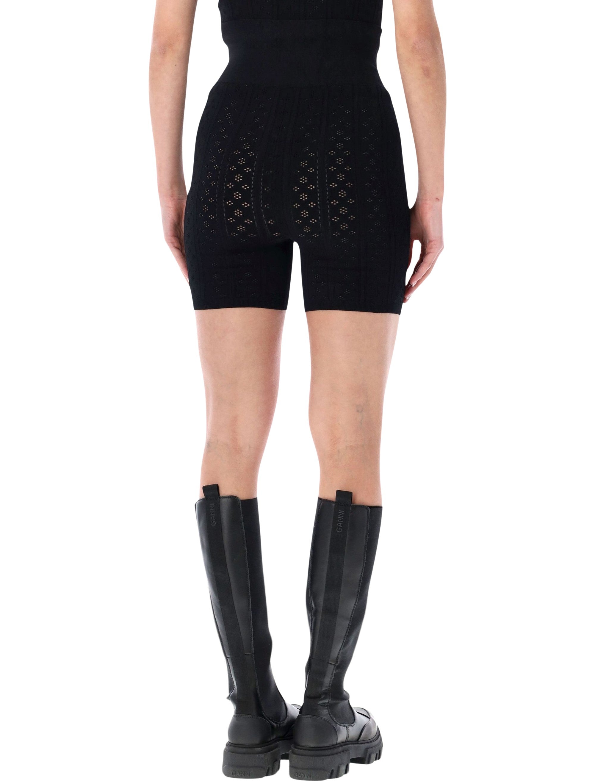 Pointelle Knit Shorts With Bow-Embellished Waistband