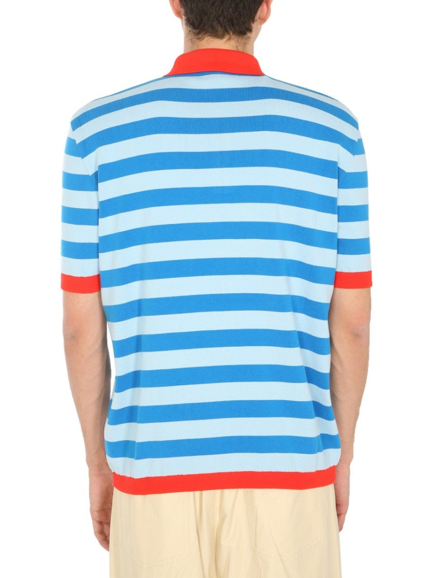 Horizontal Striped Knitted Polo