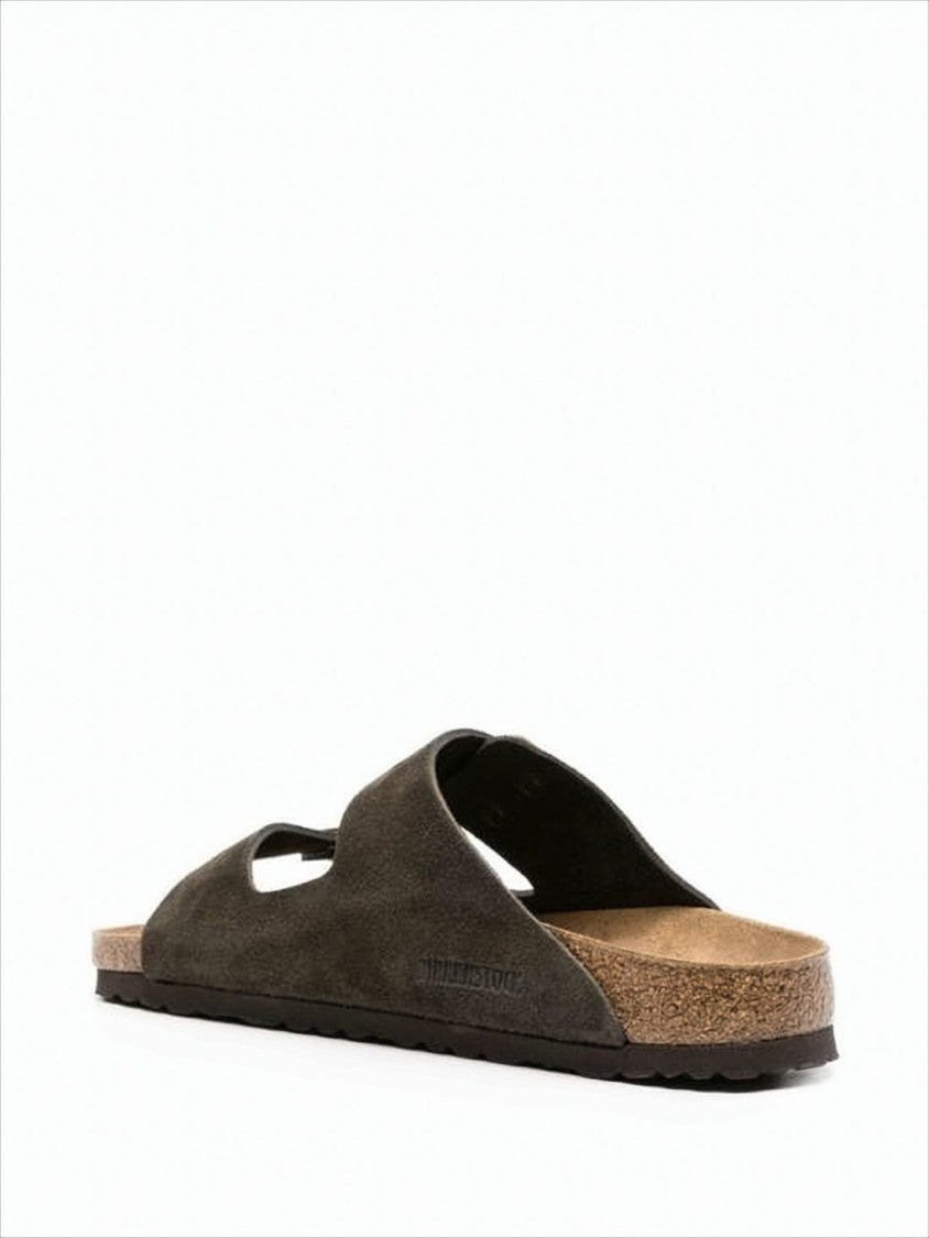 Brown Leather Mule Sandal with Adjustable Buckles