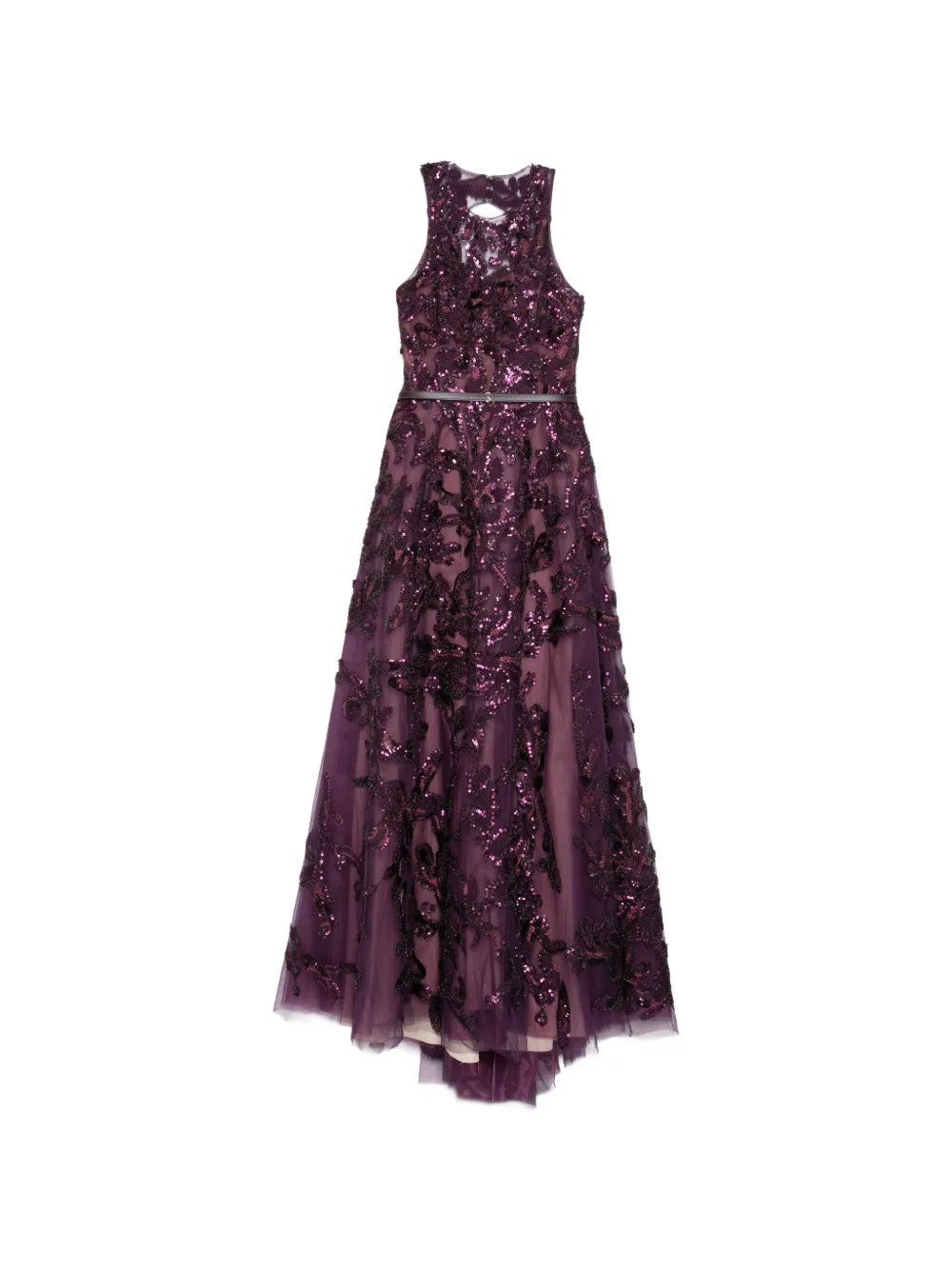Embroidered Tulle Long Dress