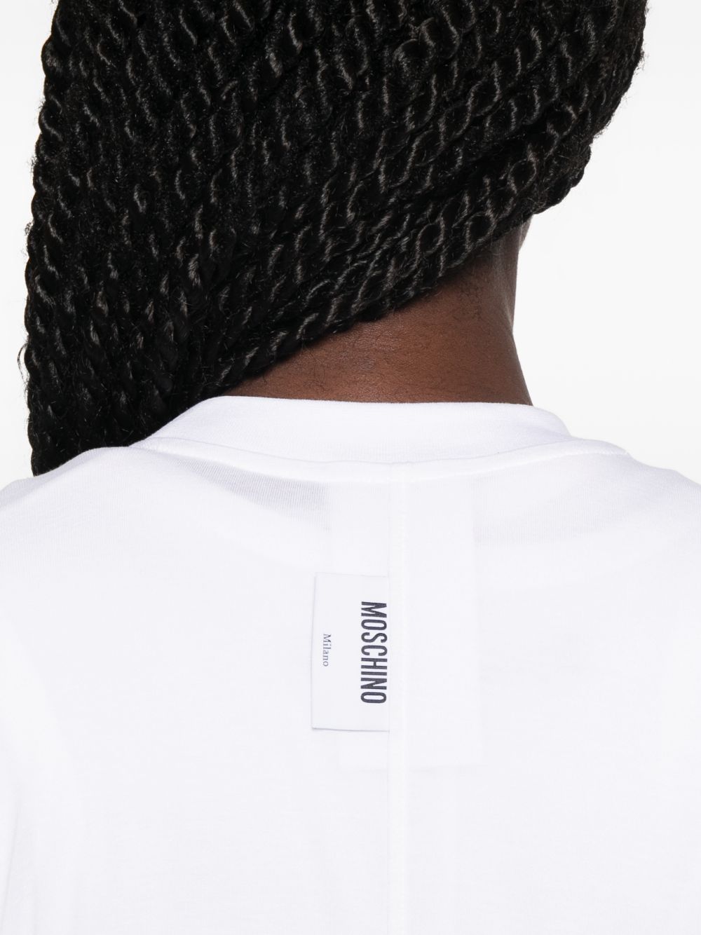 White Central Seam Detail Crew Neck Top