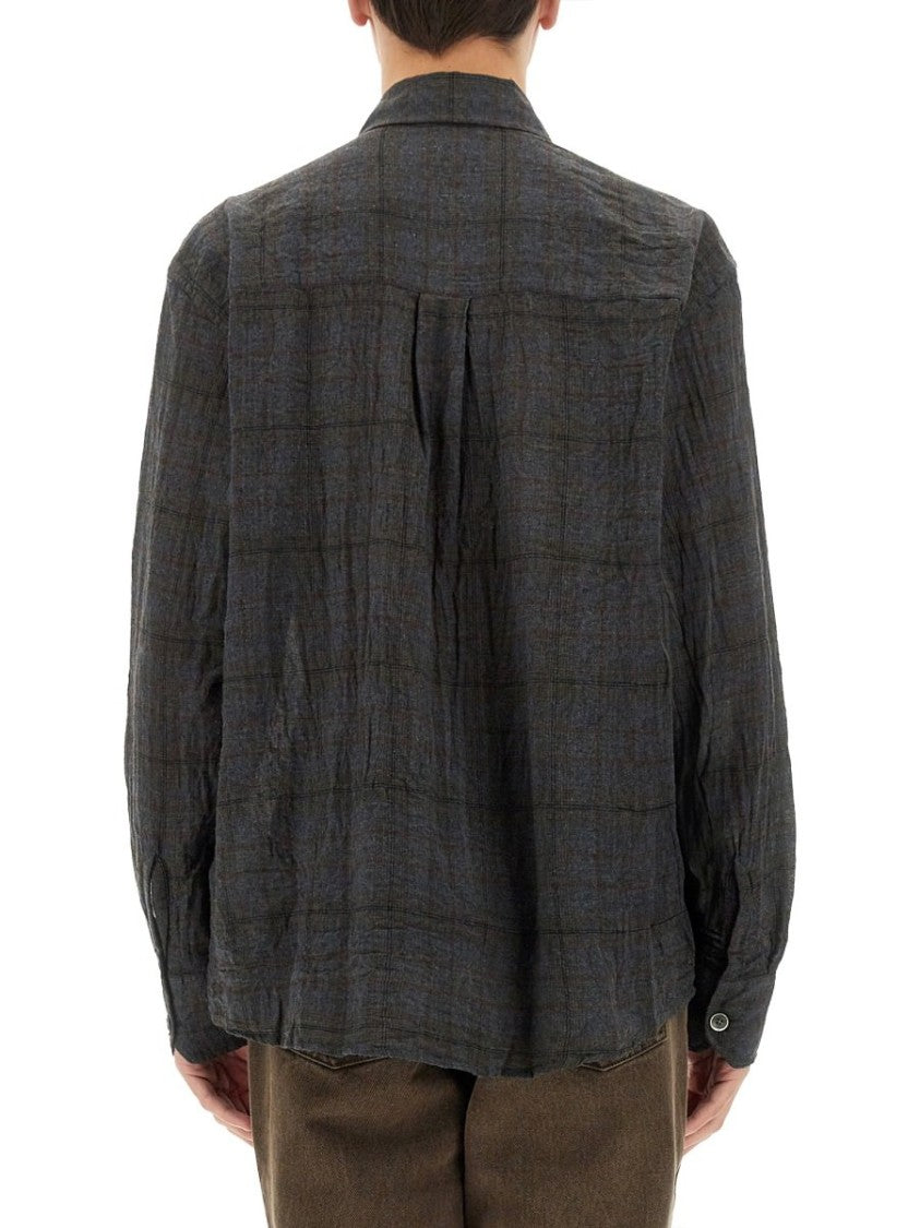 Subtle Checkered Long-Sleeve Shirt with Classic Collar