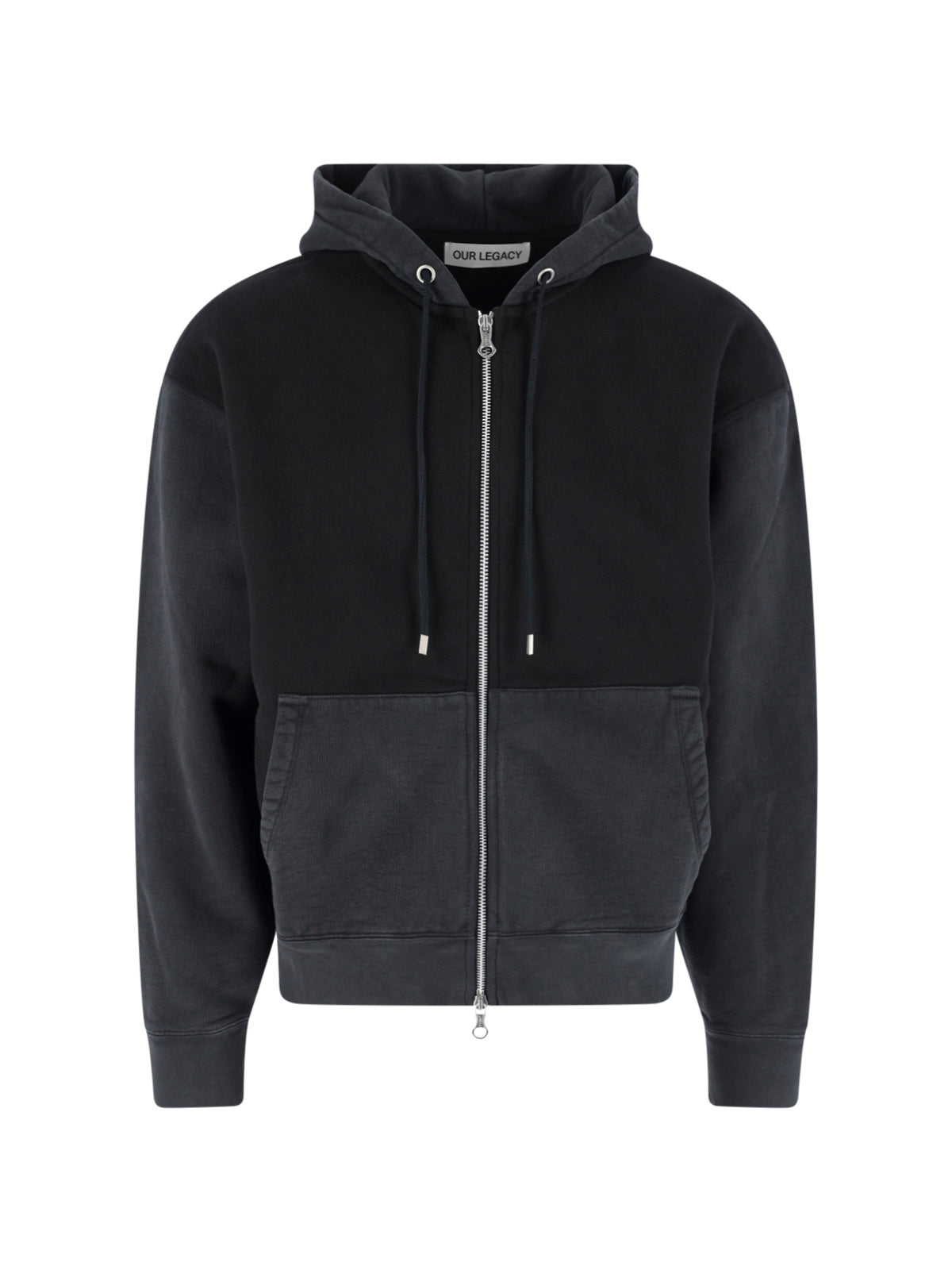 Black Zip-Up Relaxed Hoodie