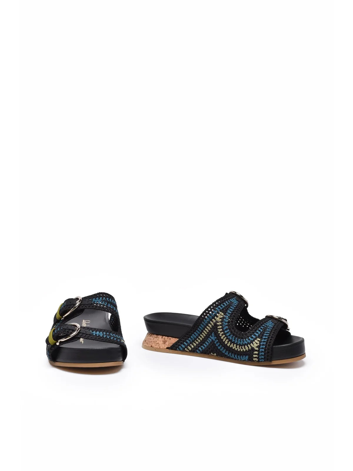 Shaula Raffia Wedge Mules - Black