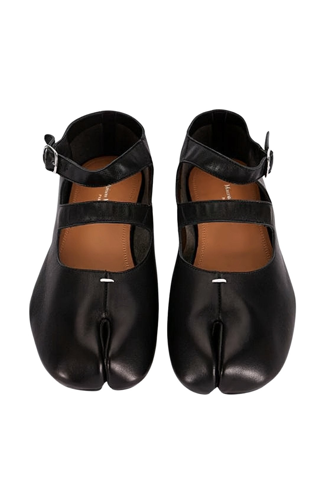 Split-Toe Black Lambskin Leather Flats