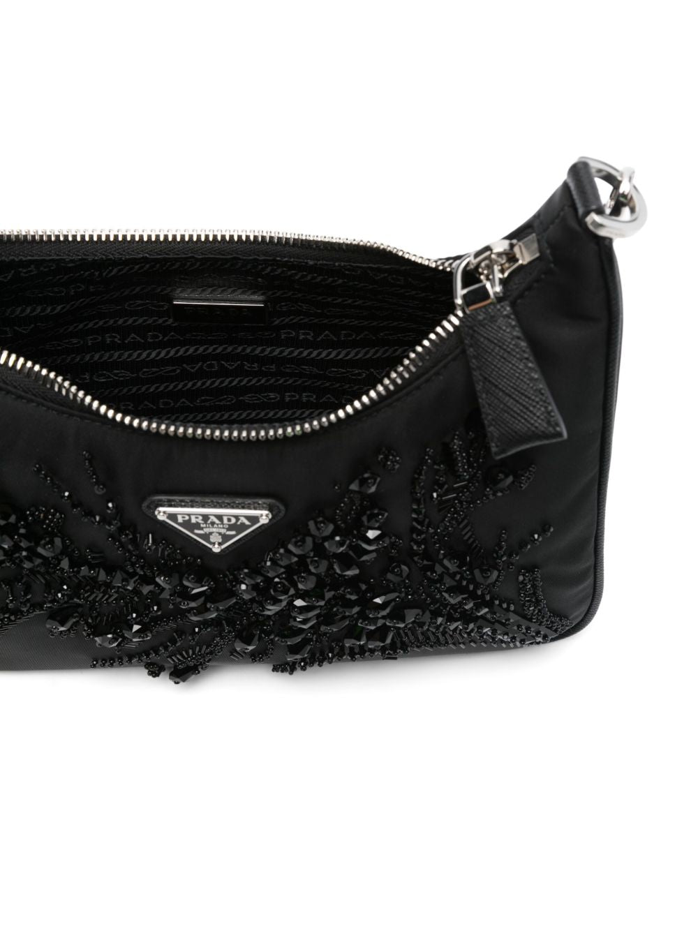 Black Beaded Floral Embellished Bag