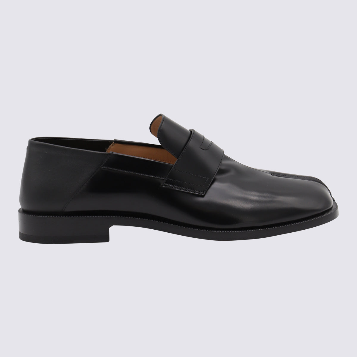 Black Leather Tabi Babouche Loafers