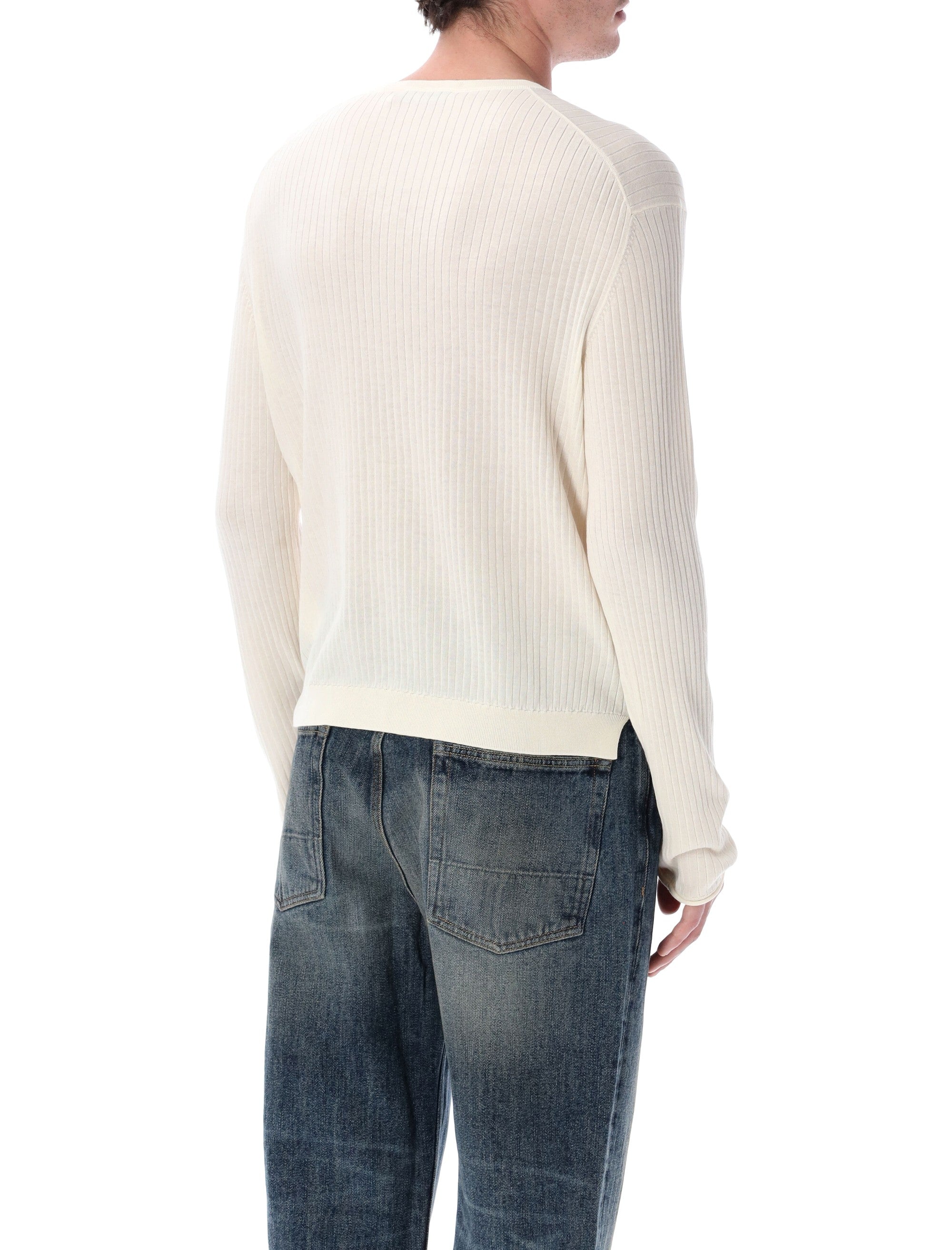Fine Henley Cotton Crepe Sweater