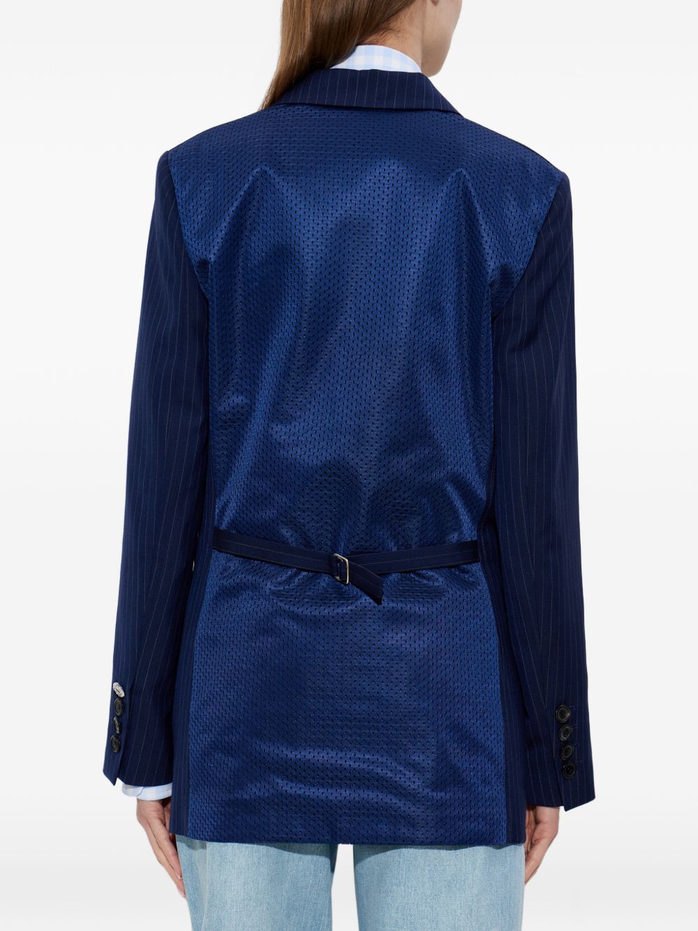 Tailored Navy Blue Silk And Nylon Jacket