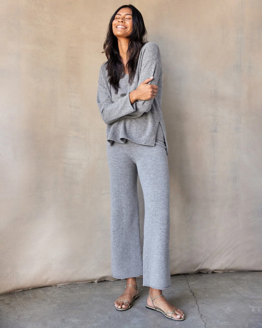 High-Rise Knit Pants with Relaxed Wide Leg