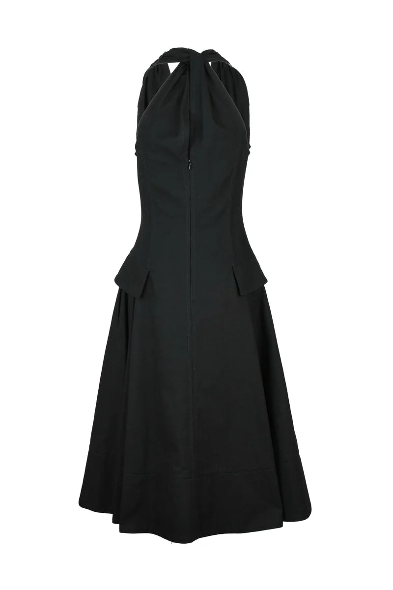 Long Canvas Dress - Black