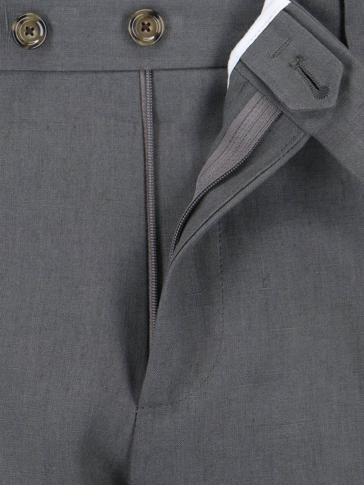 Double-breasted Linen Suit Grey