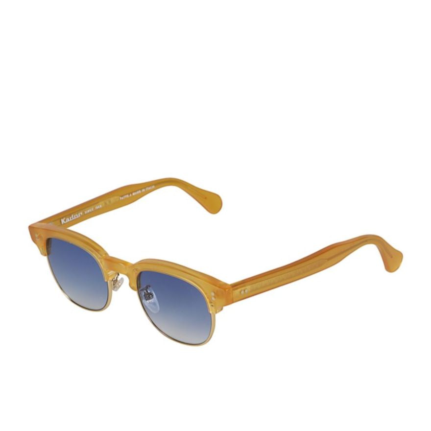 Woody Cm Translucent Amber-Yellow Sunglasses with Gradient Blue Lenses