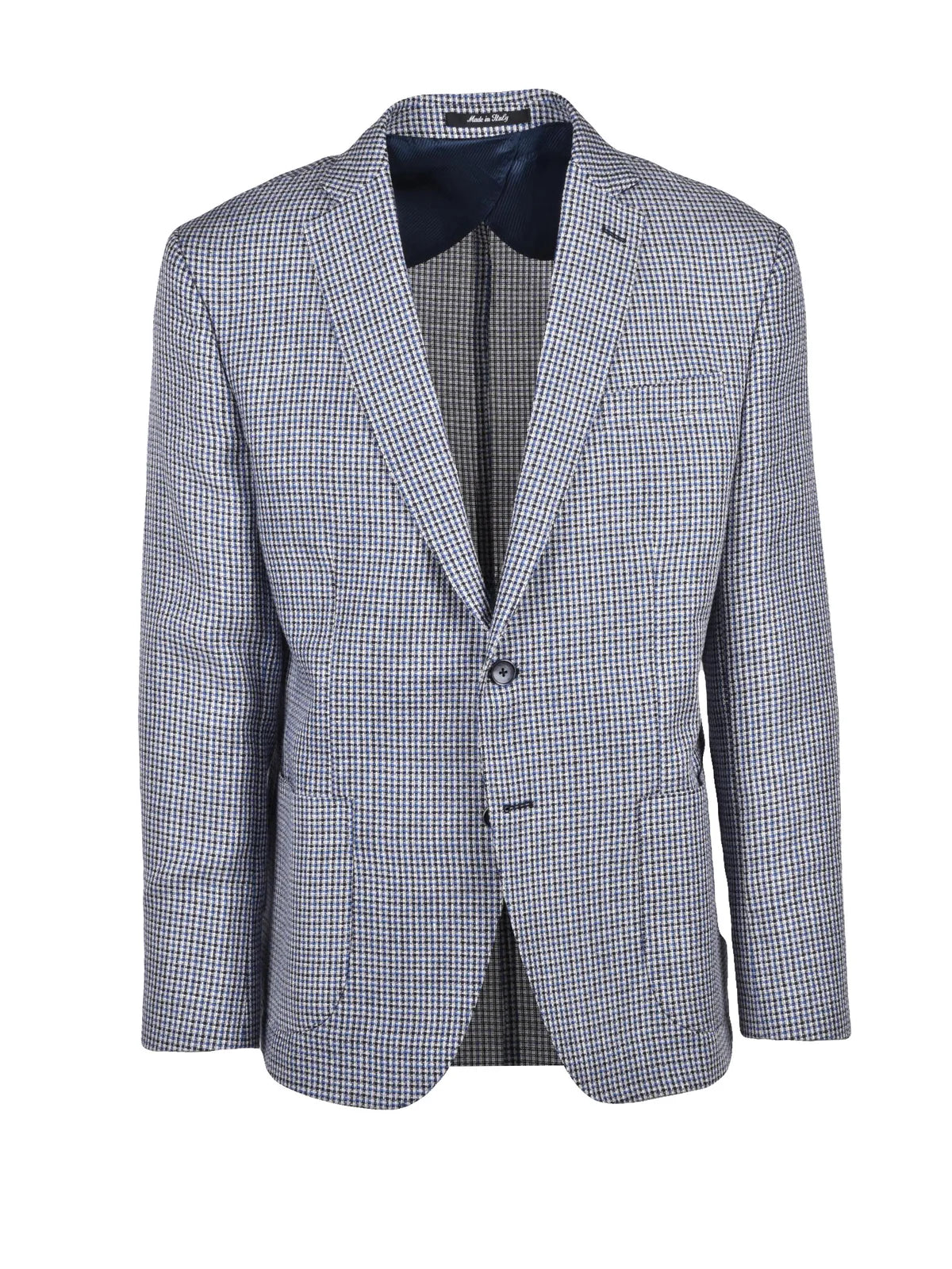 White Blue Linen Cotton Rounded Jacket