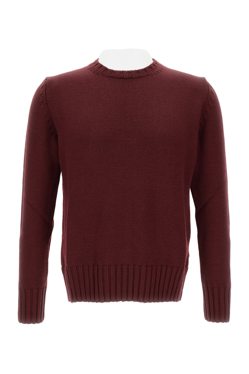 Ribbed Hem Wool Crew Neck Sweater