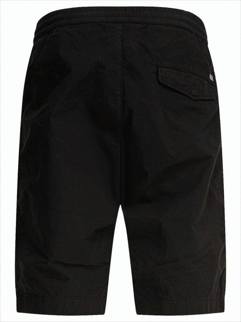 Relaxed Fit Black Shorts with Button Closure