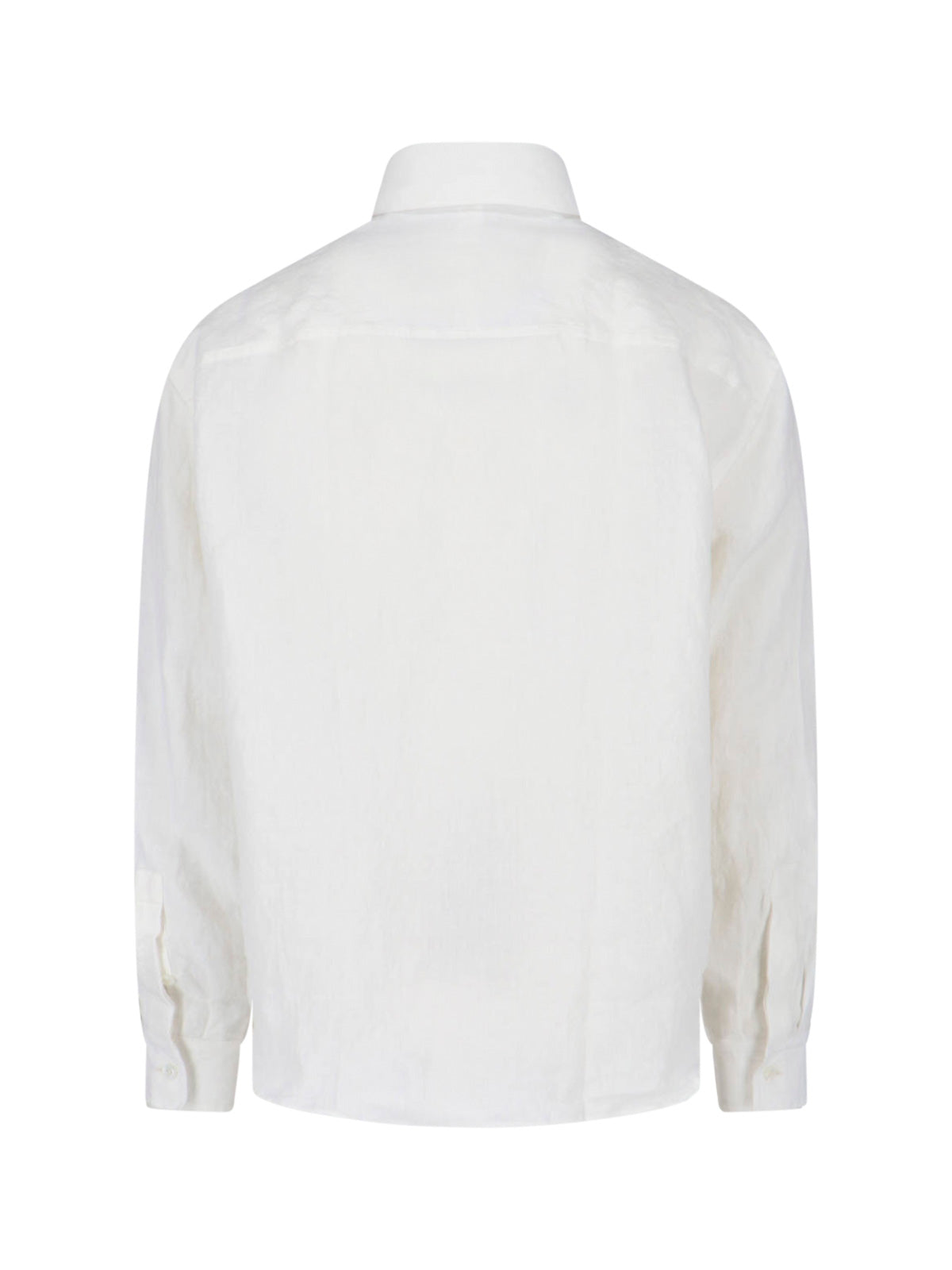 White Long-Sleeved Front Pocket Shirt