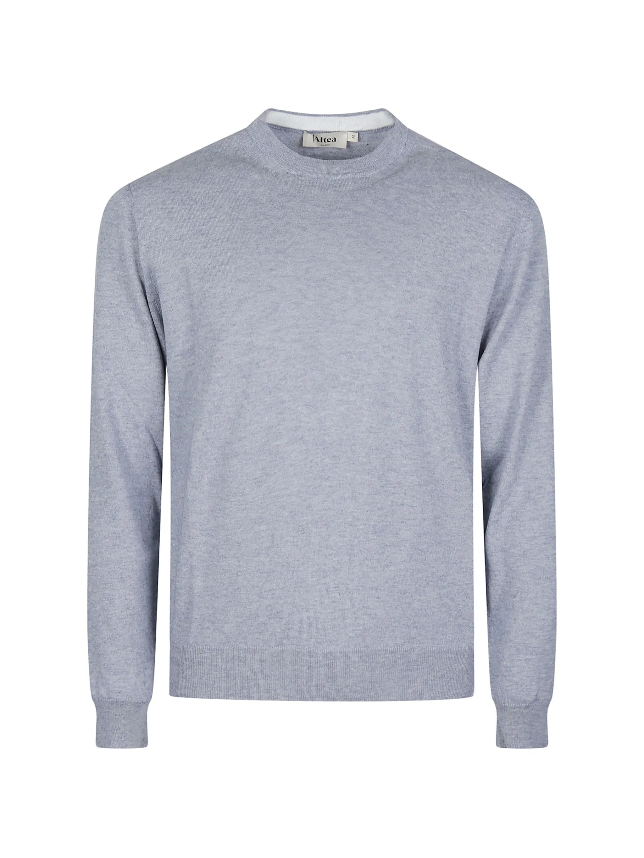 Light Blue Crew Neck Cotton Sweater