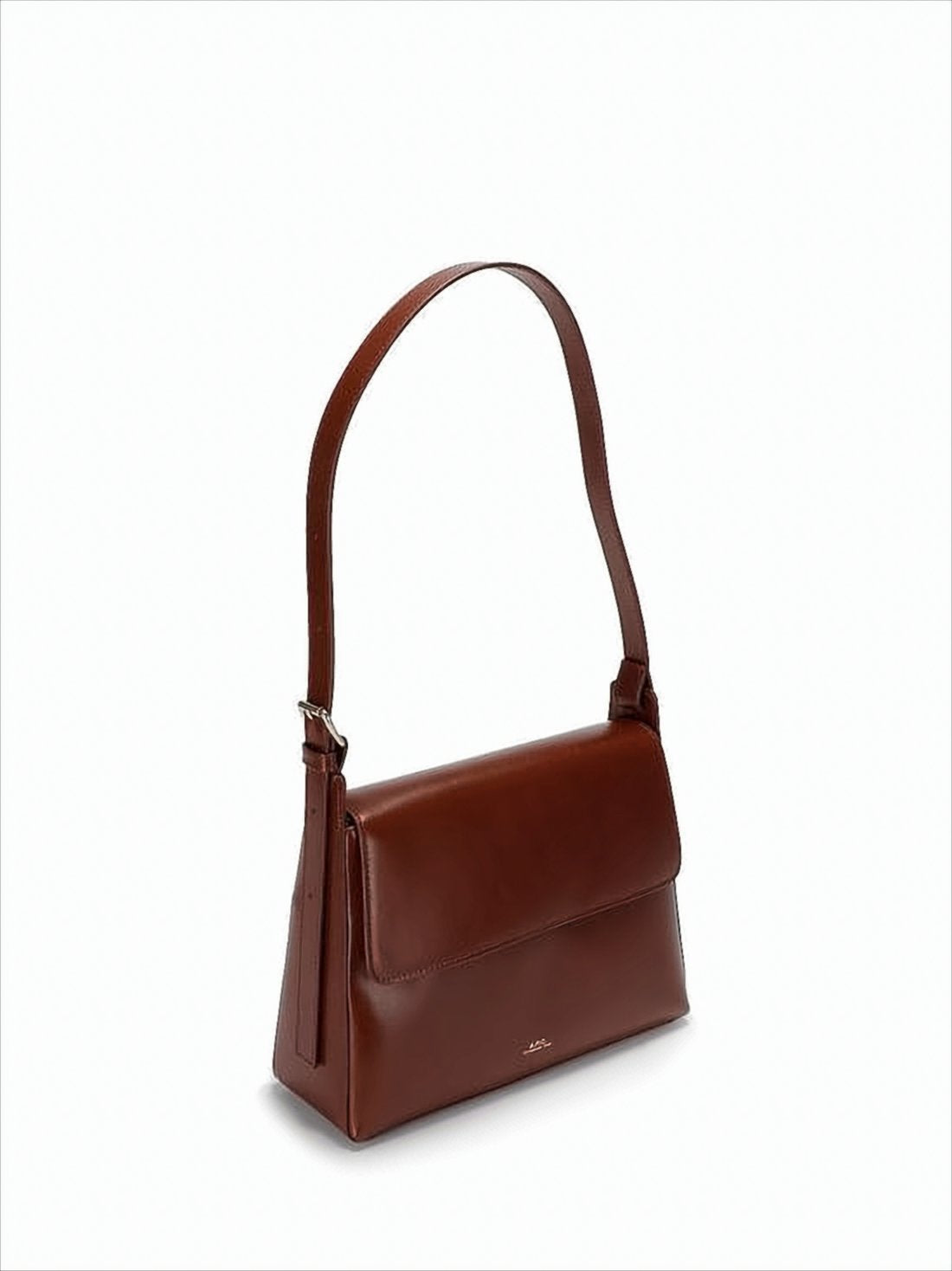Rectangular Brown Shoulder Bag With Flap Closure