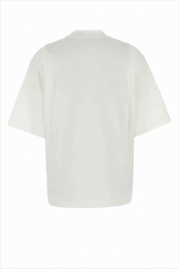 Cropped Short-Sleeved Cotton T-Shirt with Artistic Back Print