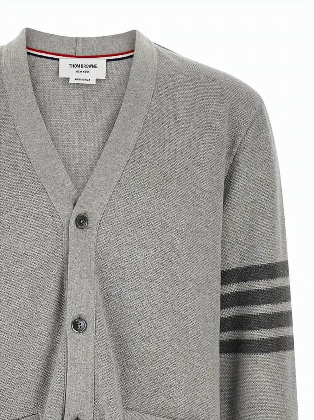 Textured Knit Cardigan with Striped Accents