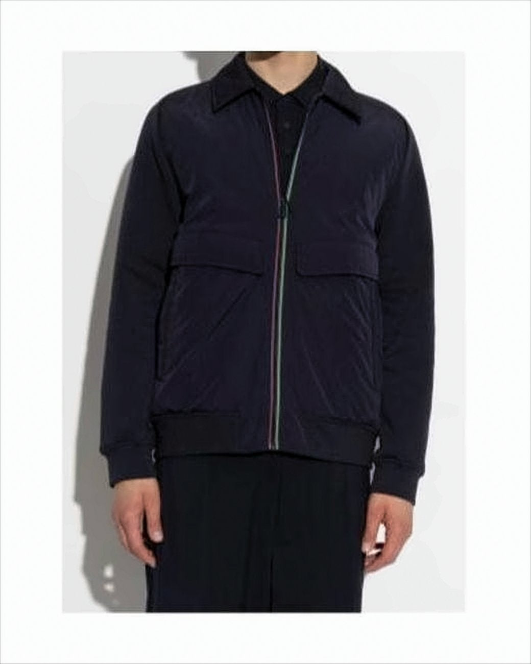 Minimalist Black Jacket with Subtle Multicolor Accents