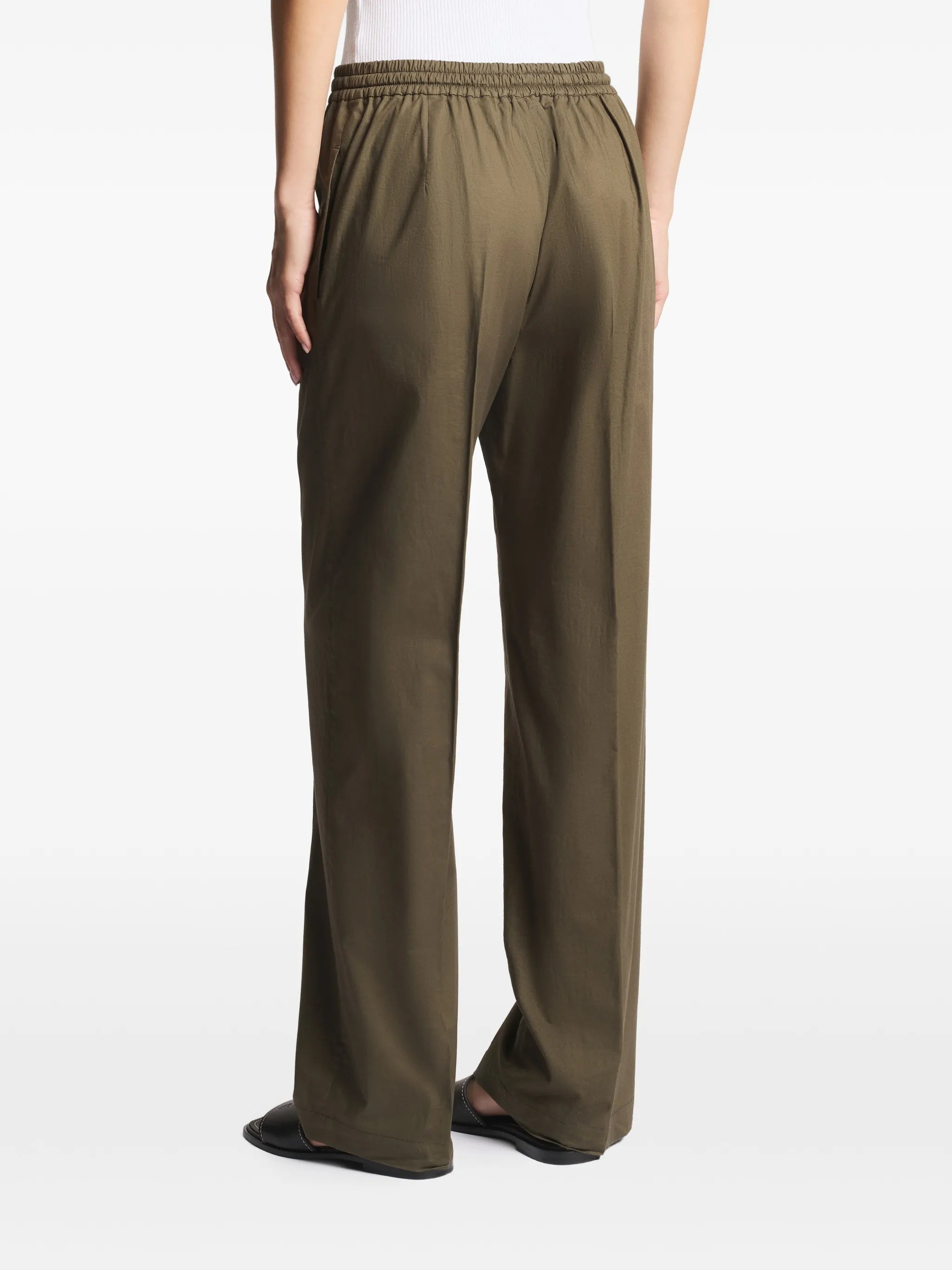 Wide-Leg Drawstring Seam Detailing Pants