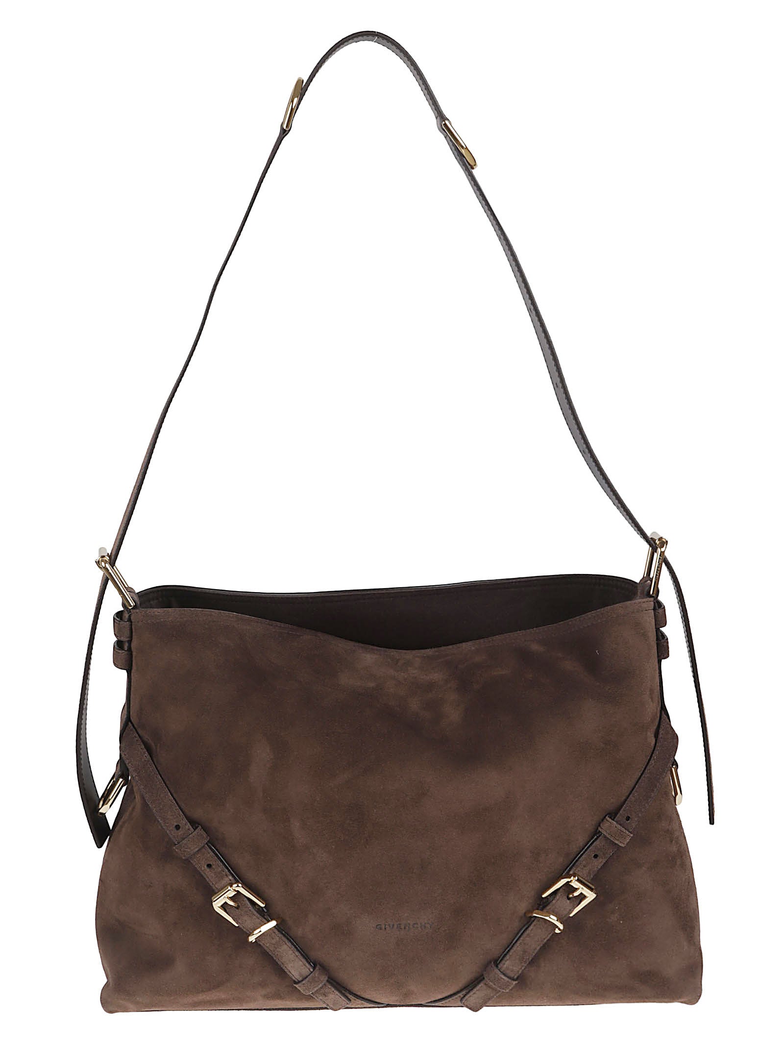 Medium Suede Calf Leather Shoulder Bag with V-Shaped Silhouette