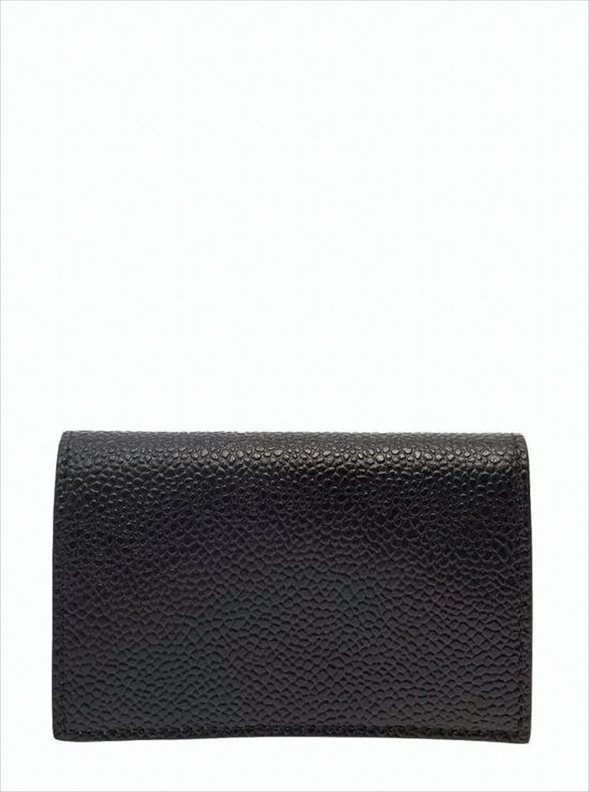 Textured Leather Wallet With Snap Button Closure And Tricolor Detail