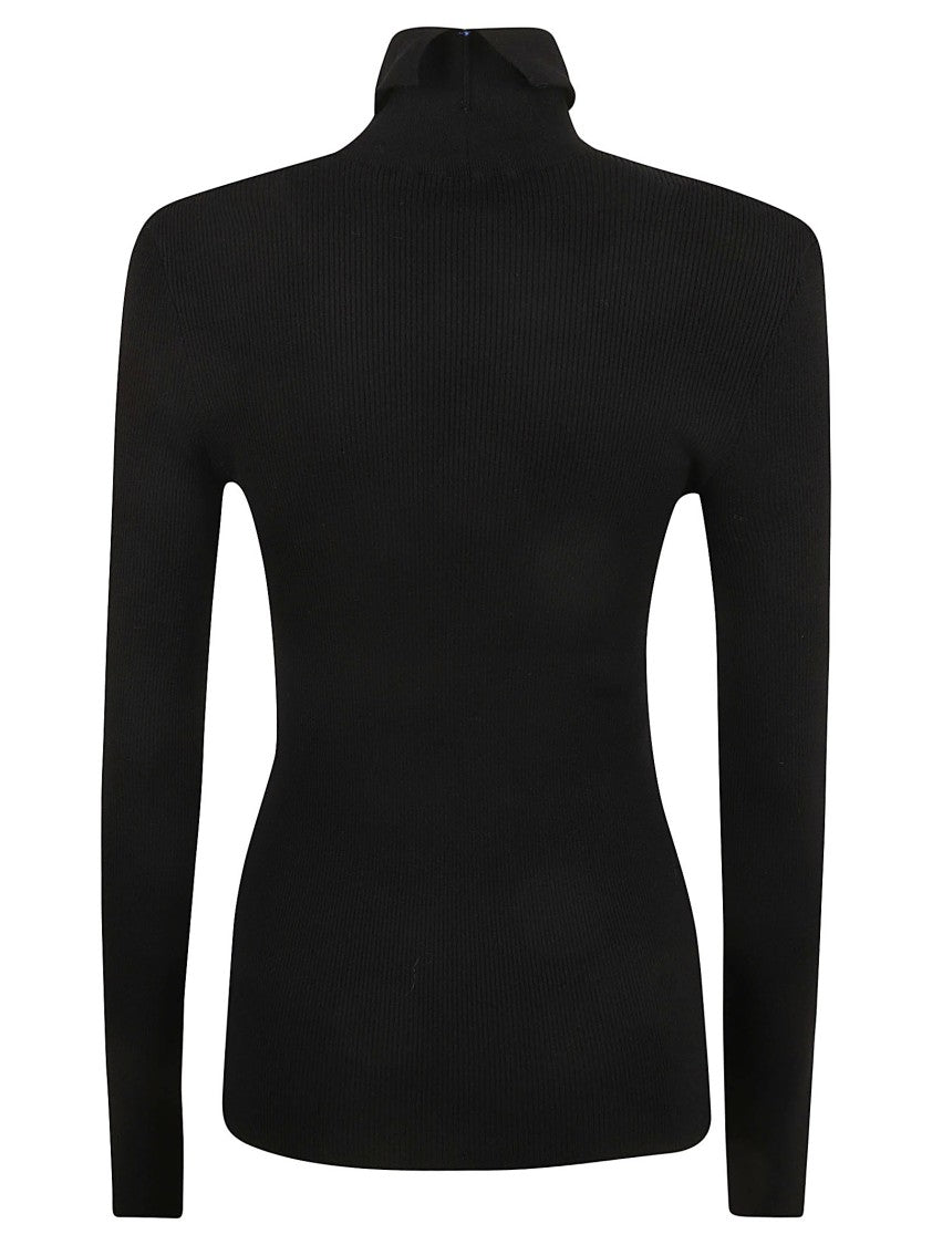 Fitted Black Sweater With High Neck
