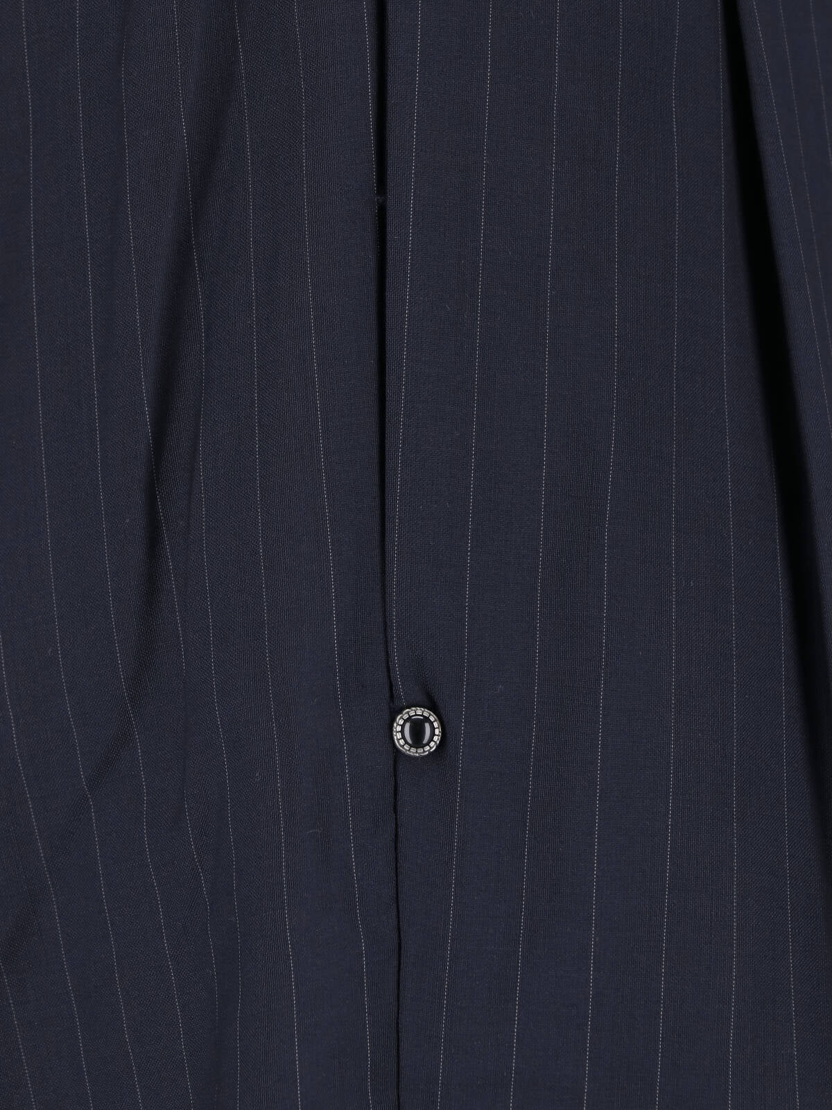 Black Pinstripe Straight-Leg Wool Trousers