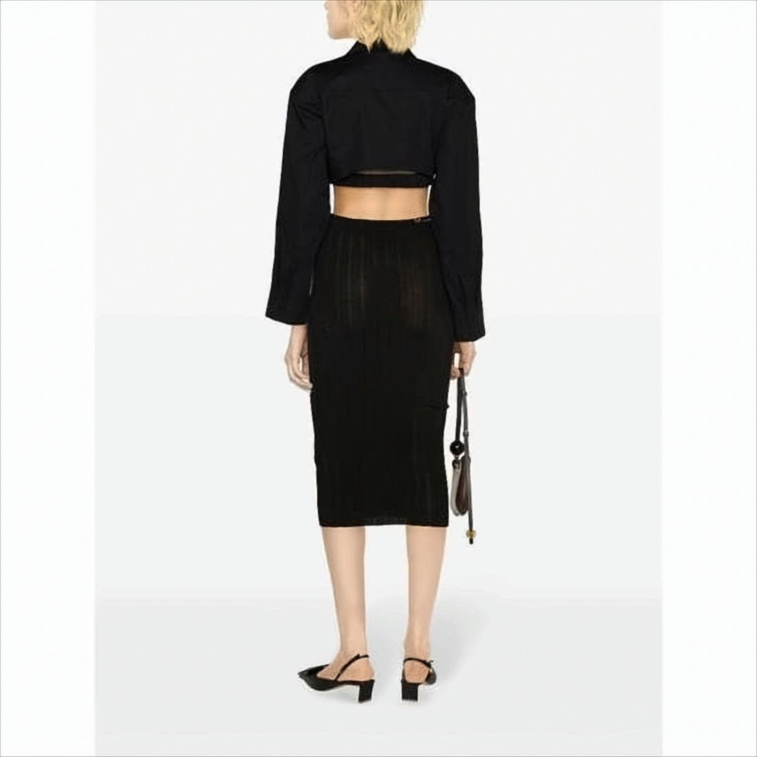 Midi Skirt With Fitted Silhouette And Vertical Ribbing